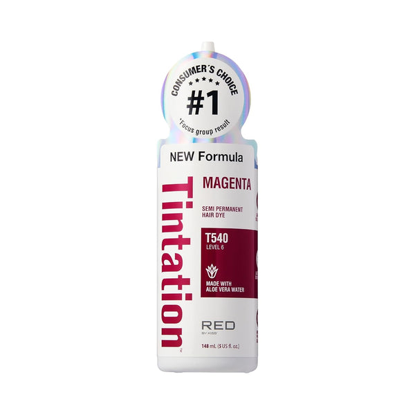 Red by Kiss Tintation Semi-Permanent Hair Color, Long-Lasting Dye with Aloe Vera, Argan Oil (Magenta, 5 Fl Oz)