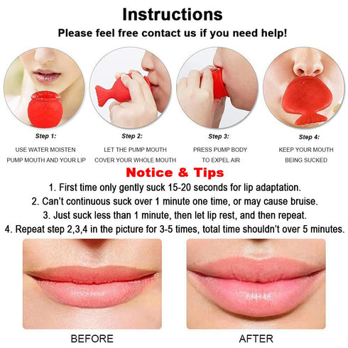 Lips Enhancer Plumper Device, Silicone Fish Shape Lip Plumper for Natural Pout Mouth Tool, Sexy Lip Mouth Bigger