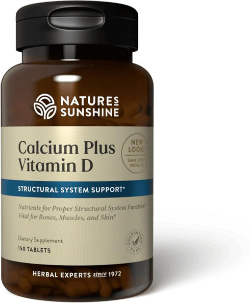 Nature's Sunshine Calcium Plus Vitamin D, 150 Tablets, Kosher | Powerful Supplement with D3, Calcium, Magnesium