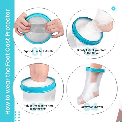 100% Waterproof Adult Cast Covers for Shower Leg, Reusable 28" Long, Easy to Wear, Post Surgery