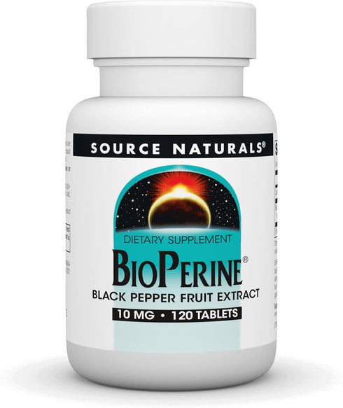 Source Naturals BioPerine Black Pepper Fruit Extract, 10 mg, 120 Tablets, Promotes Nutrient Absorption