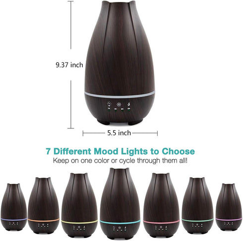 HealthSmart Essential Oil Diffuser, Cool Mist Humidifier with 500ML Tank, Adjustable Timer, 7 LED Light Colors