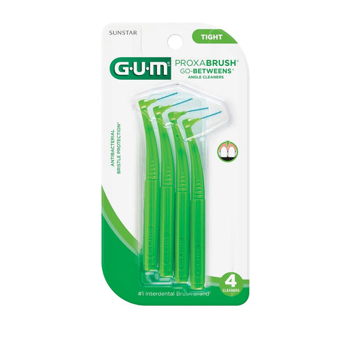 GUM Proxabrush Go-Betweens, Angled Interdental Brushes, Soft Bristled Dental Picks, 4ct
