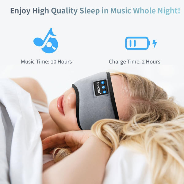 TOPOINT Sleep Mask Headphones with Wireless Bluetooth 5.3, Eye Mask with White Noise for Sleeping, Timer, 14 Hours for