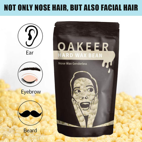 Oakeer Nose Wax Kit - 40 Sticks Hair Remover for Men & Women with 20 Paper Cups & 100g Wax