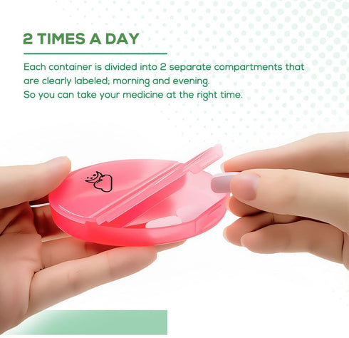 Weekly Pill Organizer (Twice-A-Day), Portable 7 Day Pill Box Case with Stackable AM/PM Compartments for Vitamins,