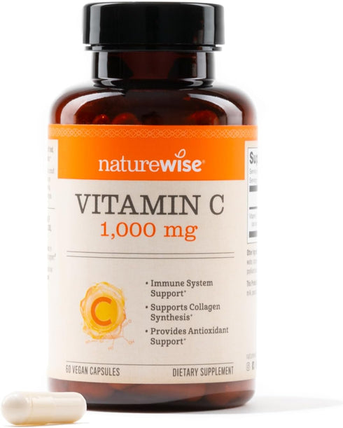 NatureWise Vitamin C 1000mg Capsules - Vegan, Non-GMO, Gluten Free Dietary Supplement for Immune Support - 60 Count