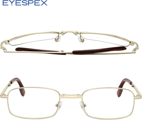 1 Pack Compact Folding Reading Glasses for Men and Women, Foldable Full Frame Computer Glasses with Reading Case,