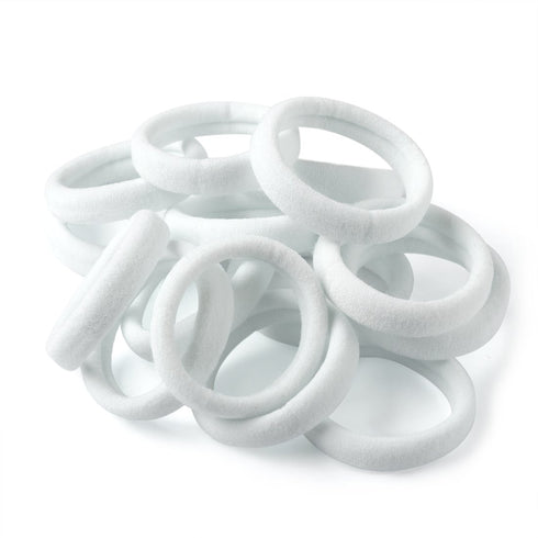 XIMA 60pcs No Crease Nylon Elastic Hair Ties Bands - Large Stretch Ouchless Ponytail Holders in White (HT007-18)
