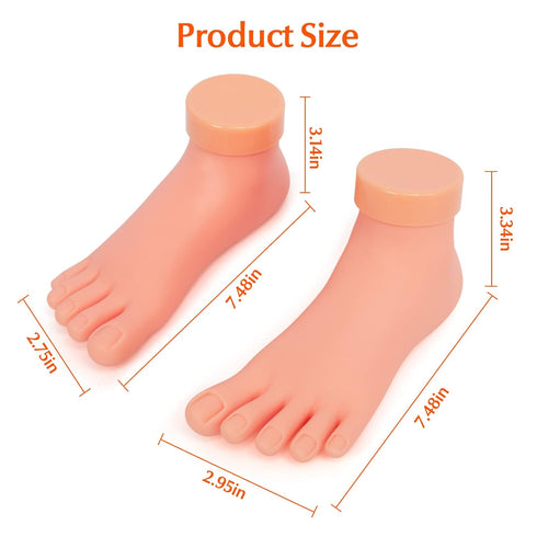 krofaue Practice Fake Foot Model, 1 Pair Flexible Soft Silicone Prosthetic Tool for Nail Tips Art Training