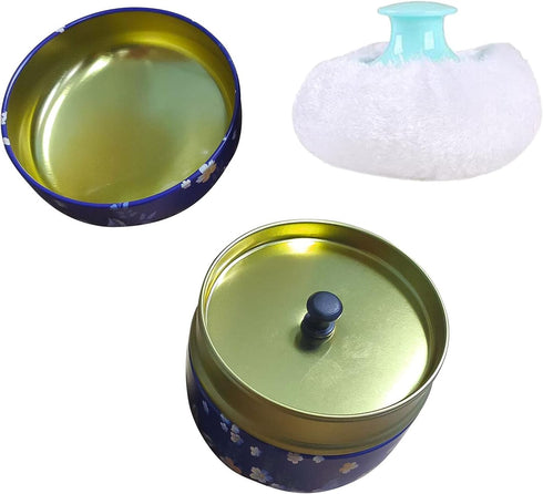 Topwon Powder Case with Powder Puff, Body Powder Container for Baby & Mom (Flower)
