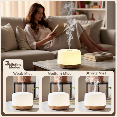 Harindiver 500ml 4-in-1 Humidifier,7 Premium Essential Oil Diffuser,Quiet Ultrasonic Aromatherapy Color LED Lights