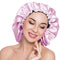 Stain Bonnet Silky Sleep Cap, Adjustable Satin Cap for Night Sleeping Hair Bonnet, Light Purple/Black