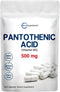 Micro Ingredients Pantothenic Acid Vitamin B5 Supplement, 500mg, 365 Capsules