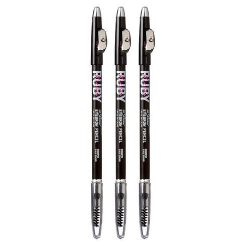 Ruby Kisses GoBrow Eyebrow Pencil, Sharpenable, Longwear, Long Lasting Wooden Pencil for Natural-Looking Brows (3 PACK)