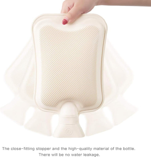Hot Water Bag - 2 Liter Hot Water Bottle, Reusable Hot Cold Pack with Knit Cover for Pain Relief, Snowflake