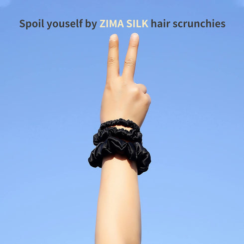 ZIMASILK 100% Mulberry Silk Hair Scrunchies, Standard, Small, Mini, Best for Women and Girls’ Hair, 19 Momme (3 Sizes,