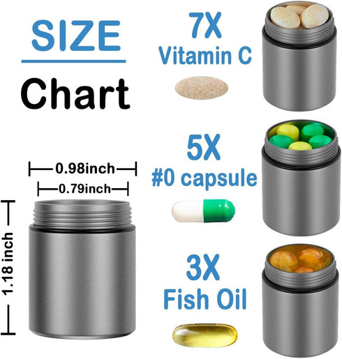EFFIET Large Keychain Pill Holder, 3 Compartments Metal Pill Fob Case for Emergency Pills, Waterproof for Travel