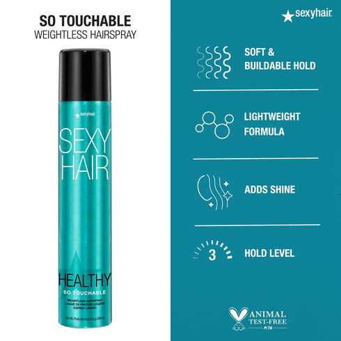 SexyHair Healthy So Touchable Weightless Hairspray | Light Hold and Shine | All Hair Types