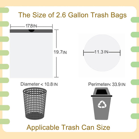 2 to 2.6 Gallon Drawstring Trash Bag, 90 Count, Small 10 Liter Garbage Bags