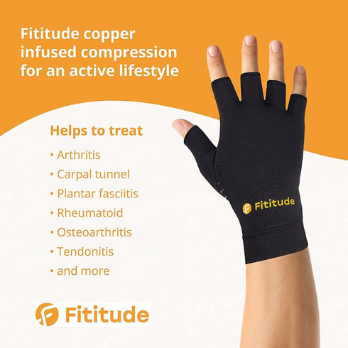 Infused Copper Pair of Compression Gloves Half Finger helps You Recover from Arthritis, Swelling, Joint and Hand Pain Relief
