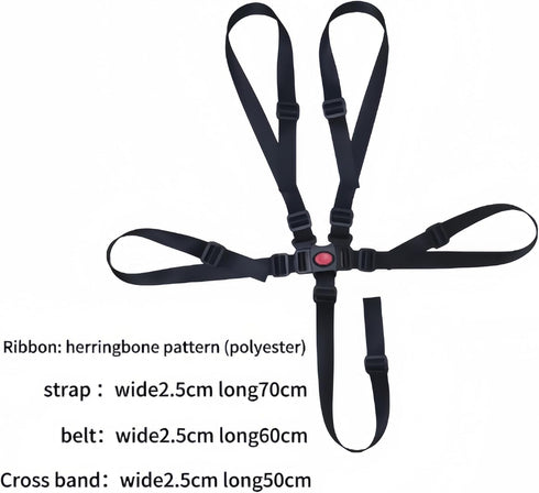 ZROSIN 5-Point Seat2pcs Kids Safety Harness Adjustable Polyester Safety Belt for High Chair/Stroller/Car