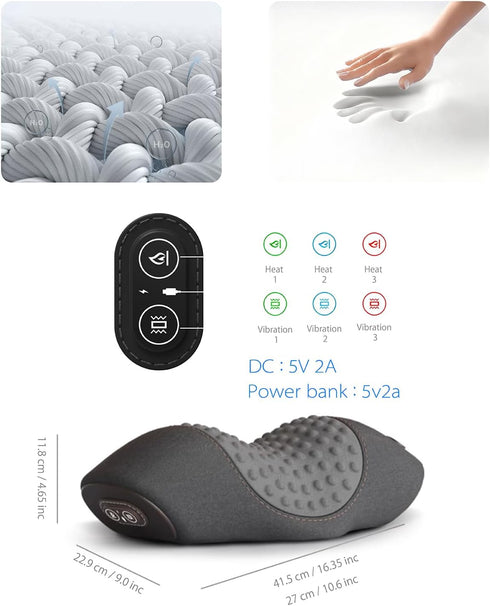 MANLAISHI Tissue,2-in-1 3D Neck Massager Pillow with Heat and Vibration for Pain Relief Deep Neck Massage Pillow