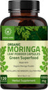 Organic Moringa Capsules 120 Capsules 1000mg – Nutrient-Rich Superfood for Energy, Metabolism & Immune Support |