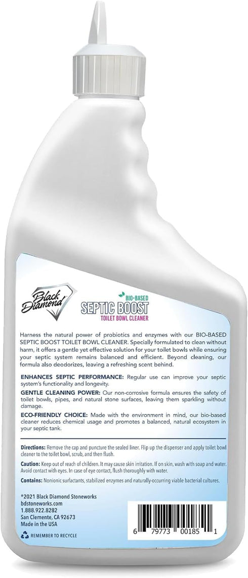 Septic Safe Toilet Bowl Cleaner - Septic Boost Acid-Free Toilet Cleaner with Enzymes for Septic Tank Treatment - Effective Cleaning & Deodorizing Bio-Based Liquid Toilet Bowl Cleaner (32 FL Oz)