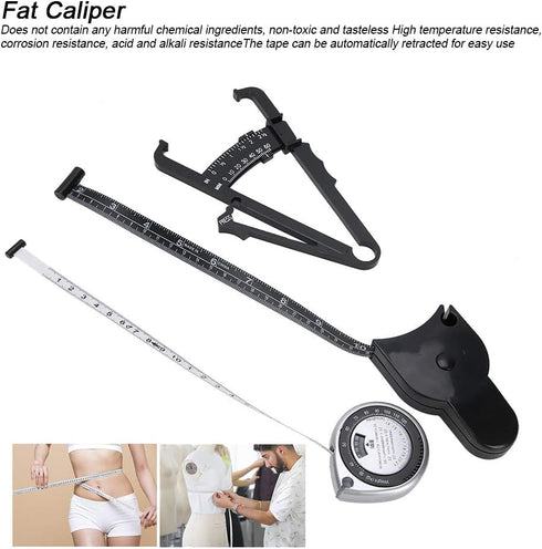 Digital Body Fat Caliper Set with Automatic Retraction, Measures Chest, Waist, Leg Circumference, High Temperature