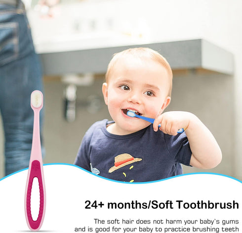 6 in 1 Baby Training Toothbrush Set, Infant to Toddler Oral Care Toothbrush, Food Grade Silicone, Extra Soft Bristles,