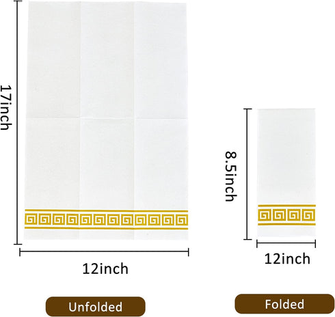 LITOPAK 200 Pack Paper Hand Towels for Bathroom, Guest Towels Disposable, and Paper Napkins Disposable for the Bathroom, Kitchen, Wedding, Party, and Dinner(Gold)