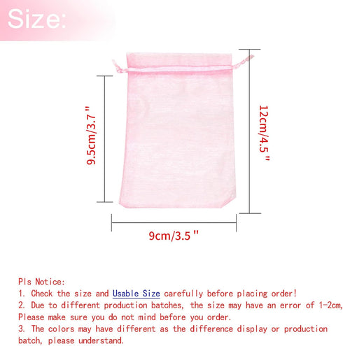 100Pcs Organza Bags 3.5x4.5 inch - Pink Baby Shower Favor Bags, Mesh Jewelry Gift Pouches