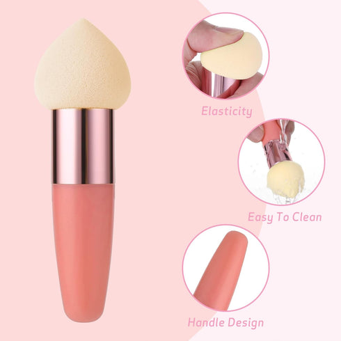 Sibba Makeup Sponge, 3 PCS Beauty Blender for Foundation, Concealer Blending, Mini Angled Brush Applicator (Rose Red)