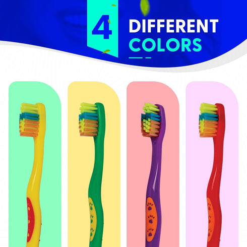 SmartSmile 72 21-542 Pcs Bulk Kids Toothbrushes Individually Wrapped - Assorted Colors with Animal Paw Prints - Popular
