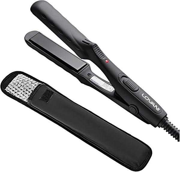 LOVANI Mini Flat Iron, Tourmaline Ceramic Small Hair Straightener, Dual Voltage Travel Hair Iron with Insulated Bag