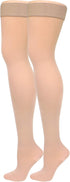 Truform Women's Compression Stockings, 15-20 mmHg, Thigh High Length, Closed Toe, Opaque, Beige, X-Large