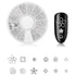 WOKOTO 6 Boxes Silver Hollow Nail Art Studs Set - 3D Flower Diamond Manicure Kit with Tweezers