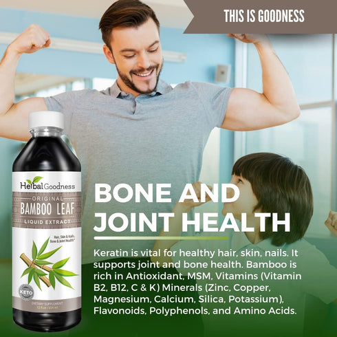 Herbal Papaya Bamboo Silica Supplements, Organic Extract 12oz for Hair, Skin, Nails, Bone Support