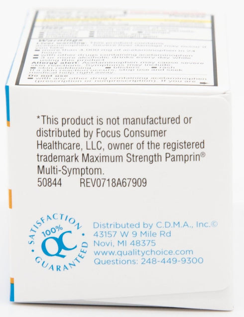 Quality Choice Maximum Strength Mentrual Pain Relief, Multi Symptom Pain Relief Caplets, Cramps, Headache, Bloating, Backache & Irritability, 20 Count Package
