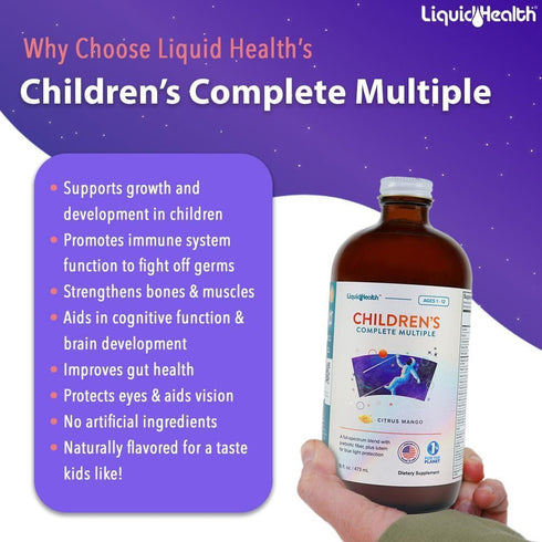LIQUIDHEALTH 16 Oz Kids Liquid Multivitamin, Essential Vitamins & Minerals Supplement, Gluten Free