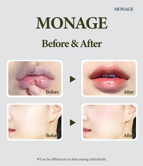 MONAGE Korea Vegan Tinted Lip Balm, 0.38 Ounce Natural Red Lip Care & Moisturizer for Dry, Cracked Lips & Cheek
