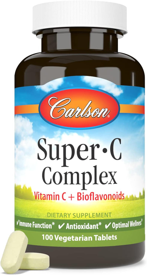 Carlson - Super-C Complex - Vitamin C + Bioflavonoids, 100 Vegetarian Tablets
