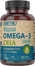 DEVA Vegan Omega-3 DHA Supplement, 200mg, 90 Softgels - Non-Fish Algae Oil, Gelatin Free, Carrageenan Free