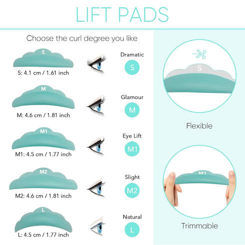 Libeauty Lash Lift Pads, Small Soft Under Eye Pad, Medium Eyelash Perm Silicone Rods, Makeup Beauty Tool Set (10 Pcs