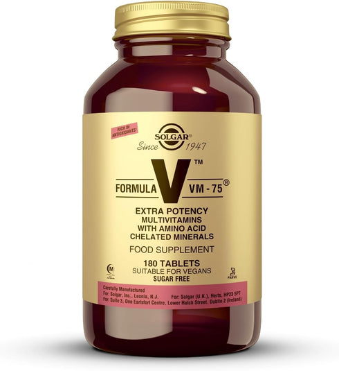 Solgar Formula VM-75, 180 Tablets - Multivitamin with Chelated Minerals, Vegan, Gluten Free