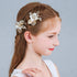 PRDGIRL Pack of 2 Wedding Flower Girl Hair Pins, Bride Pearl Hair Piece Crystals Hair Clips for Women and Girls (Gold)