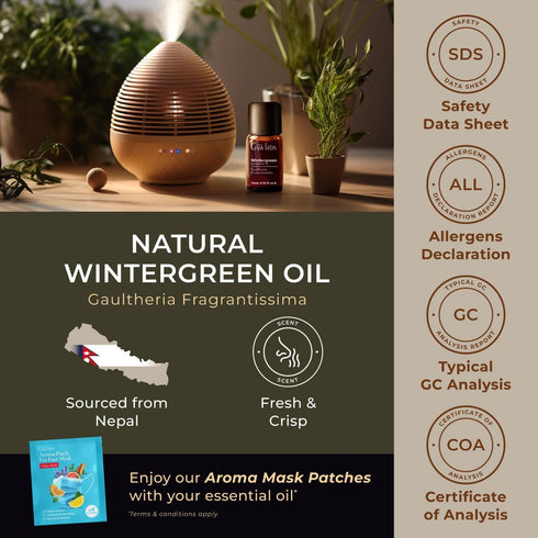 Gya Labs Wintergreen Essential Oil for Diffuser, 0.34 Fl Oz, 100% Pure Natural Oil for Skin, Hair, Massage
