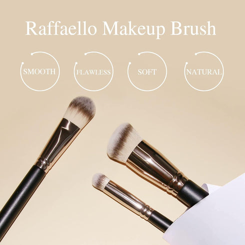 Makeup Brushes, Raffaello 3Pcs Foundation Brushes Set for Liquid Makeup Blending and Buffing