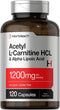 Horbaach Acetyl L Carnitine HCL & Alpha Lipoic Acid 1200mg - 120 Capsules, ALC ALA Complex, Non-GMO & Gluten Free
